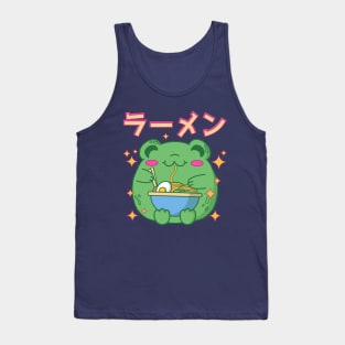 Kawaii Frog Eating Ramen Japanese Food Tank Top